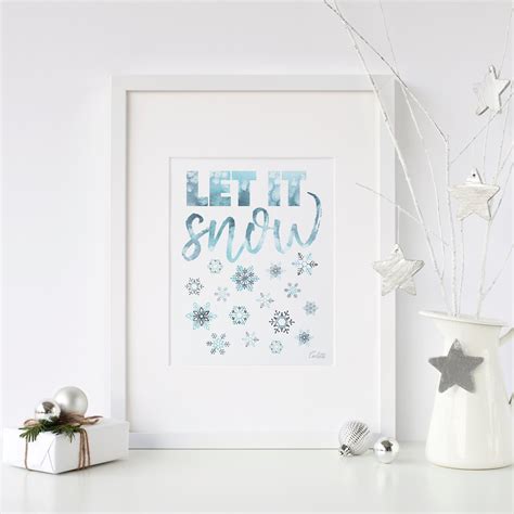 Let It Snow Artwork, Let It Snow Printable Art, Snowflakes Downloadable ...