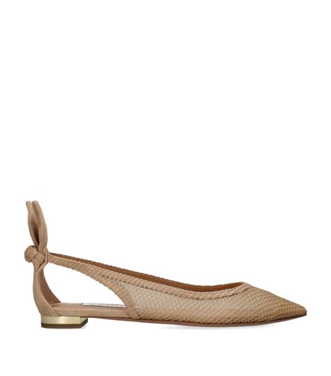 Womens Aquazzura Nude Mesh Bow Tie Pumps Harrods UK