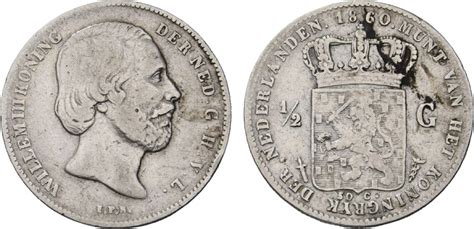 Niederlande Königreich 1 2 Gulden 1860 Wilhelm III 1849 1890 Schön