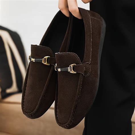 Herren Mokassin Loafer Schuhe Aus Wildlederimitat Bequeme Rutschfeste