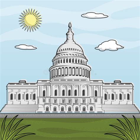 United States Capitol Building Vector Illustration Decorative Design