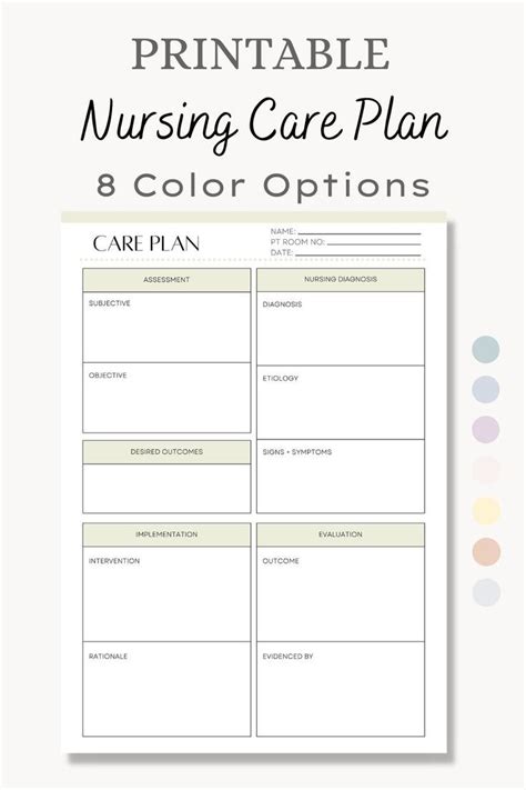 Printable Nursing Care Plan Nursing Care Plan Template Etsy Nursing