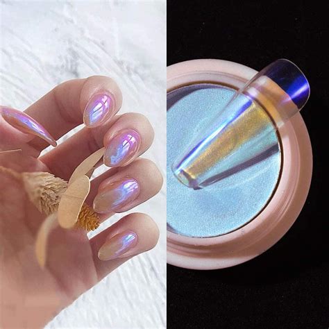 Polvo de uñas Aurora sólido Polvo de uñas iridiscente Aurora Efecto de