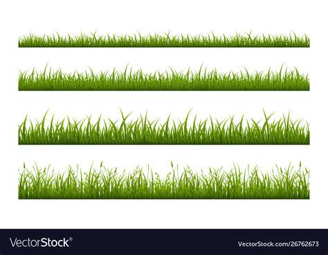 Fresh Green Grass Line Flat Seamless Royalty Free Vector