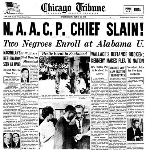 June 12, 1963: Civil rights activist Medgar Evers assassinated ...