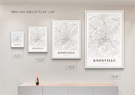 Knoxville Tn Map Print Tennessee Usa Map Art Poster Knox Etsy