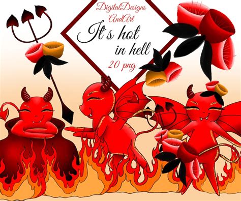 Devil Clipart Hell Illustration Fire Clipart Demon Clipart - Etsy