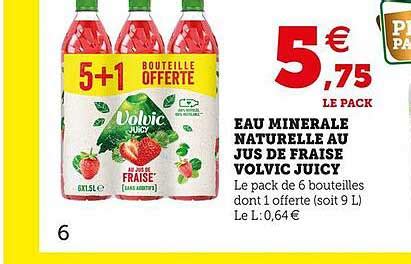 Promo Eau Minérale Naturelle Au Jus De Fraise Volvic Juicy chez Super U