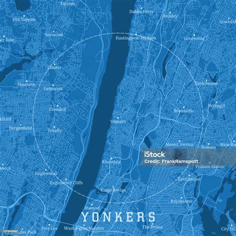 Yonkers Ny City Vector Road Map Blue Text Stock Illustration Download