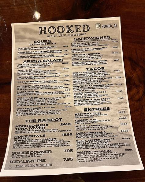 Menu At Hooked On State Street Restaurant Clarks Summit