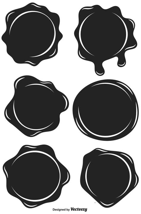 Set Of Black Stamp Wax Seal Vector Flat Style Icons 166800 Vector Art