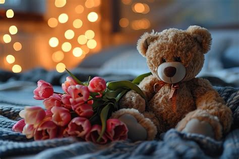 Teddy Bear Sitting Bed Roses Images Free Download On Freepik