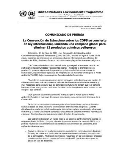 La Convención de Estocolmo sobre los COPS se convierte en ley