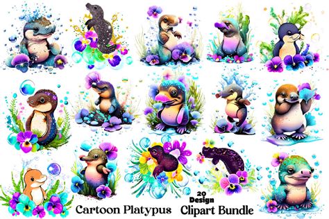 Cartoon Platypus Clipart Bundle Graphic by Bundle · Creative Fabrica