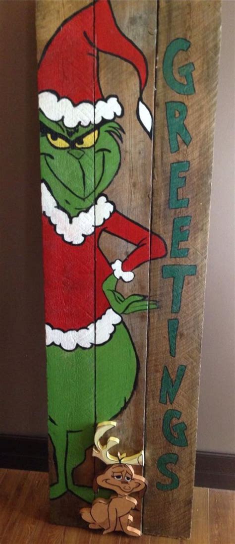 Reversible Grinch And Max Fall On The Back Barn Board Porch Sign