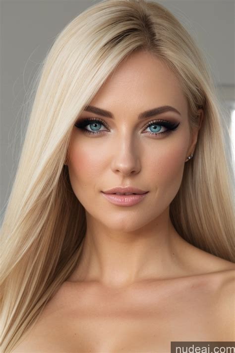 Nude Ai Image For Blond Woman With Blue Eyes And Long Hair Posing For A