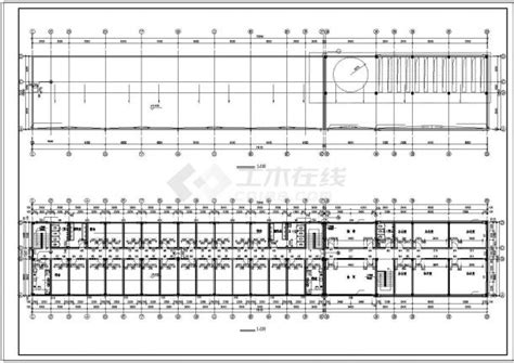 长7524米 宽1224米 3层2562平米厂房车间宿舍综合楼建筑cad施工图宿舍楼土木在线