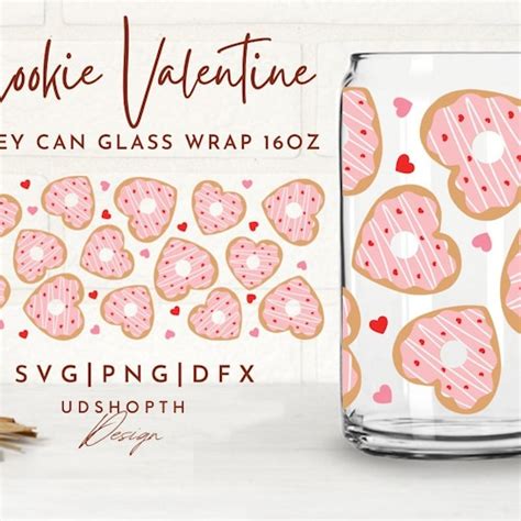 Donut Valentine Cookie Libbey Glass Svg Hearts Glass Cup Etsy