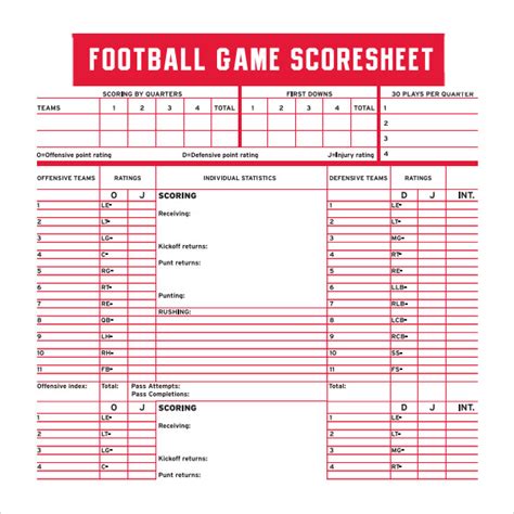 Printable Blank Football Play Sheet Template