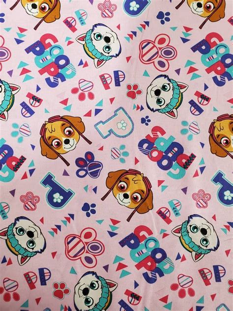 Paw Patrol Girls Cotton Fabric By The Yard Half Yard Or Etsy