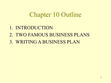 Chapter 10 Outline