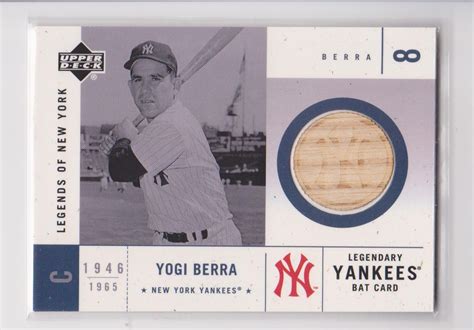 Yogi Berra 2001 UPPER DECK Legends Of New York Legendary Bat Card