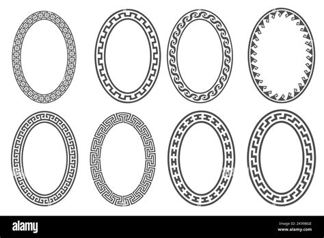 Greek Key Oval Frame Set Circle Borders With Meander Ornaments