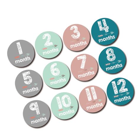 12 Pieces Baby Month Stickers Babies Monthly Milestone Tags Waterproof