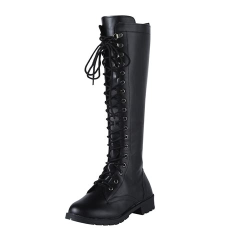 Pmuybhf Heel Boots For Women Knee High Boots Women Fashion Lace Up