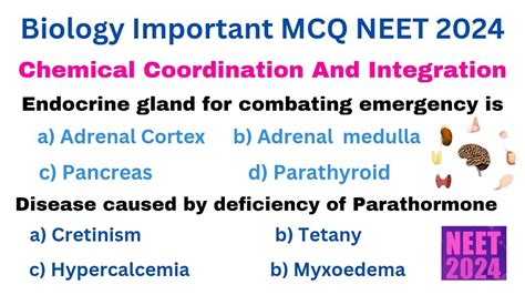 Chemical Coordination And Integration Mcq Class Biology Mcq