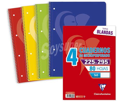 Clairefontaine Pack de 4 cuadernos A4 con cuadrícula de 5x5mm