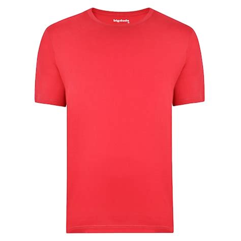 Bigdude Plain Crew Neck T Shirt Red Space Cherry Tall Bigdude