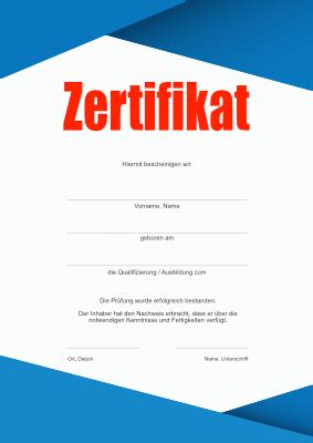 Zertifikat Modern In Rot Und Blau Zum Ausdrucken