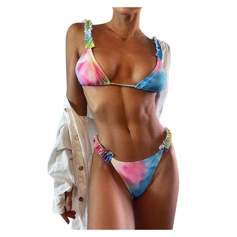 HAPIMO Women S Tiny Bikini Triangle Swimwear Sets Summer Seaside Clothes For Girls Solid Color