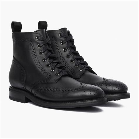 Men S Black Leather Wingtip Lace Up Boot Thursday Boot Company