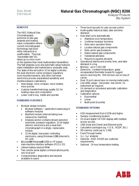 Ngc 8206 Data Sheet Pdf Gas Chromatography Natural Gas