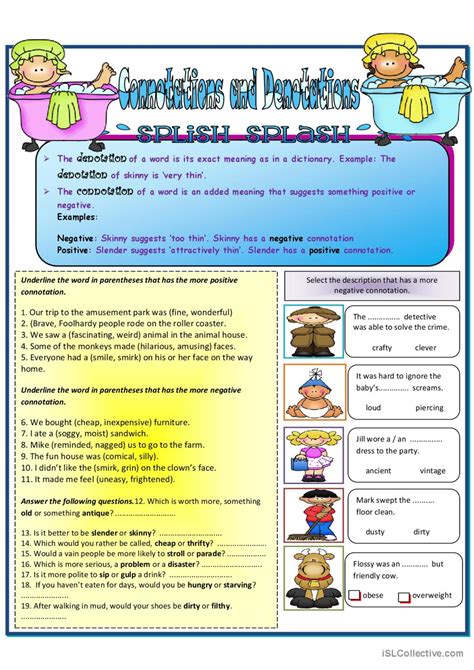 Connotations And Denotation English Esl Worksheets Pdf And Doc