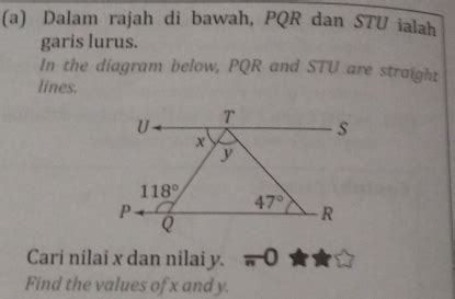 Solved A Dalam Rajah Di Bawah Pqr Dan Stu Ialah Garis Lurus In The