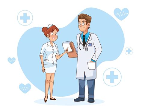 Professional Doctor And Nurse Characters Vector Art At Vecteezy