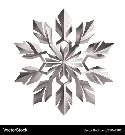 Silver 3d realistic snowflake digital art Vector Image