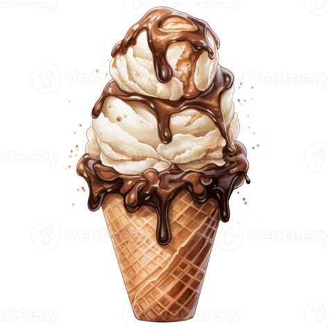 Watercolor Cute Icecream Chocolate AI Generative 26793128 PNG