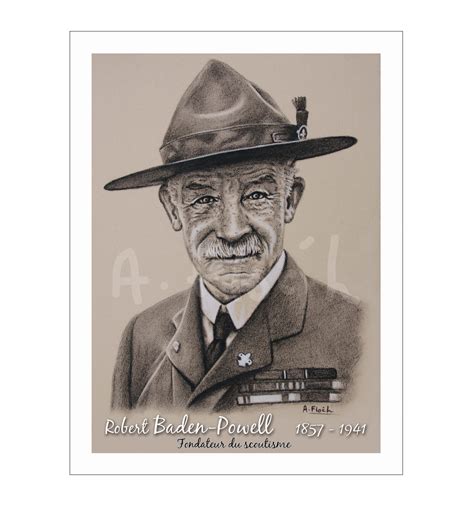 reproduction dun portrait de lord baden powell au fusain anne floch