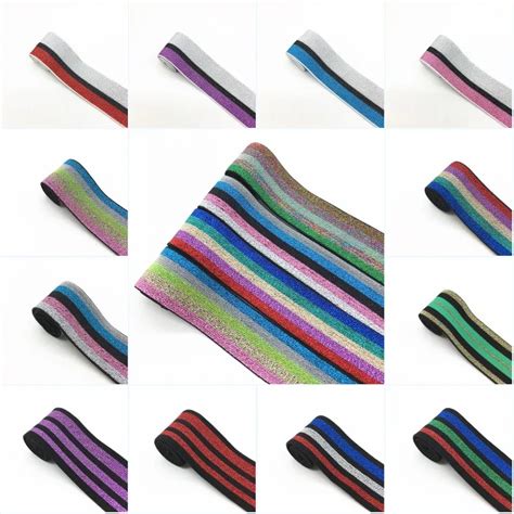 Colorful Stripe Elastic Bands 40mm Gold Silver Elastic Ribbon Clothing