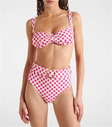 Ursula Polka Dot High Rise Bikini Bottom In White Alexandra Miro Mytheresa