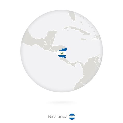 Mapa De Nicaragua Y Bandera Nacional En Un Círculo Contorno De Mapa De