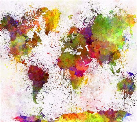 1080P Descarga gratis Mapa del mundo abstracto países acuarela