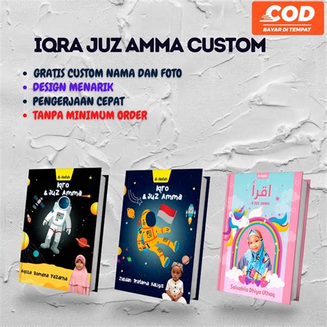 Jual Iqro Custom Nama Dan Foto Iqro Juz Amma Iqro Anak Belajar Al Quran