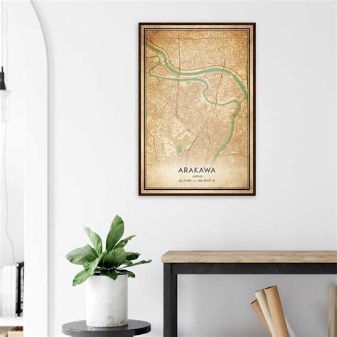 Vintage Arakawa Japan Map Poster, Arakawa City Road Wall Art Print - Custom Maps & Posters