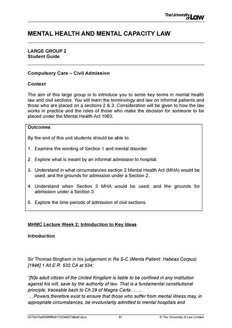 2324 Mhmc Lg02 Ce01 Student Guide MENTAL HEALTH AND MENTAL CAPACITY