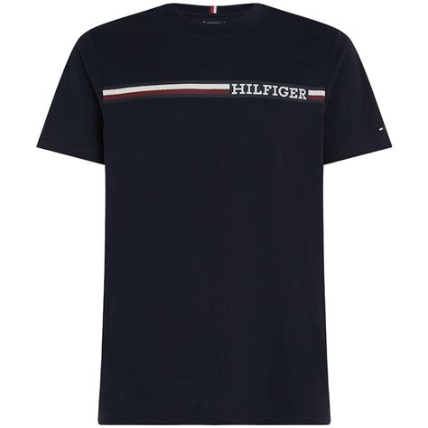 Tommy Hilfiger Monotype Chest Stripe Tee Men Regular Fit T Shirts Flannels